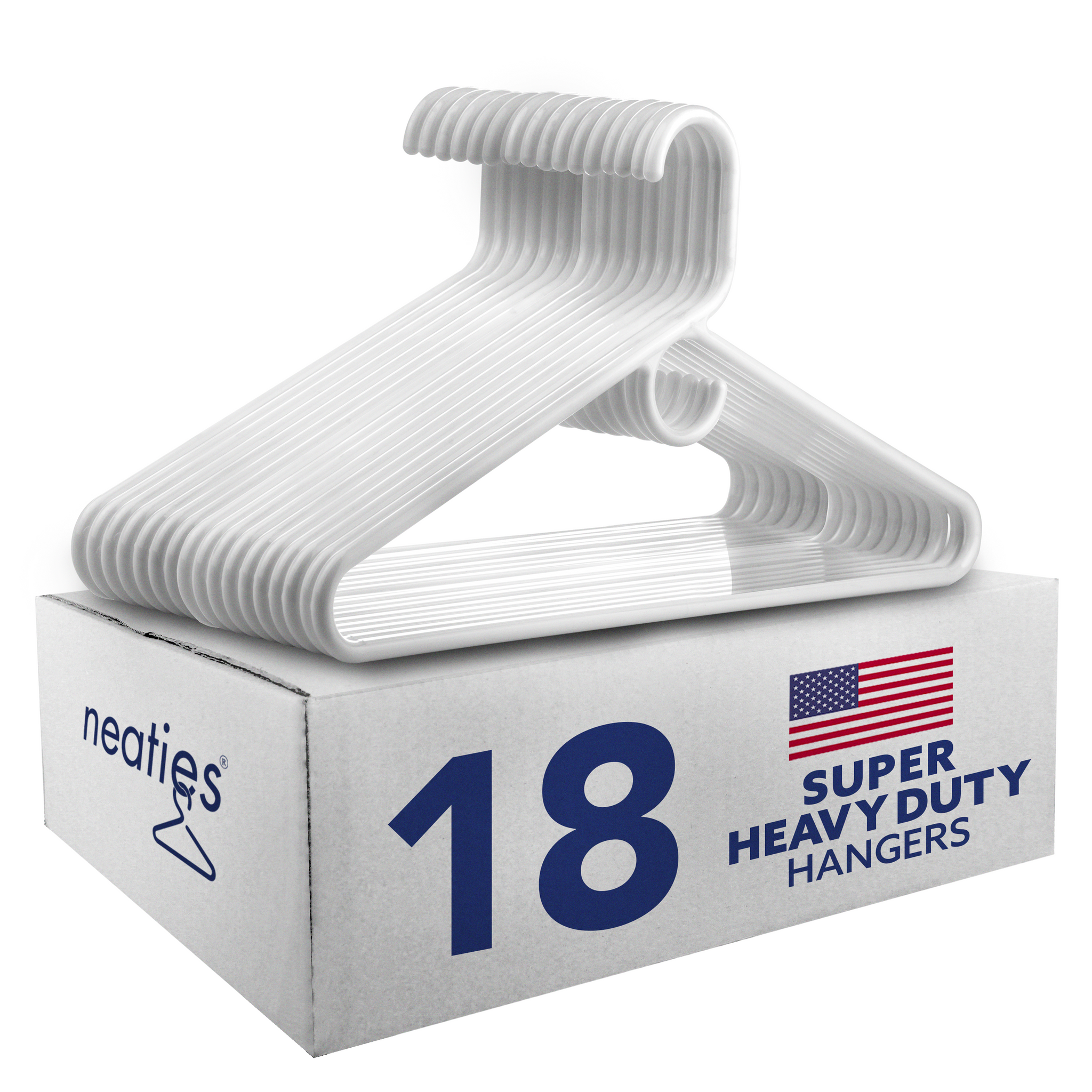 Mainstay Strong Extra Heavy Adult Plastic Tube Hangers - White - 9 ct