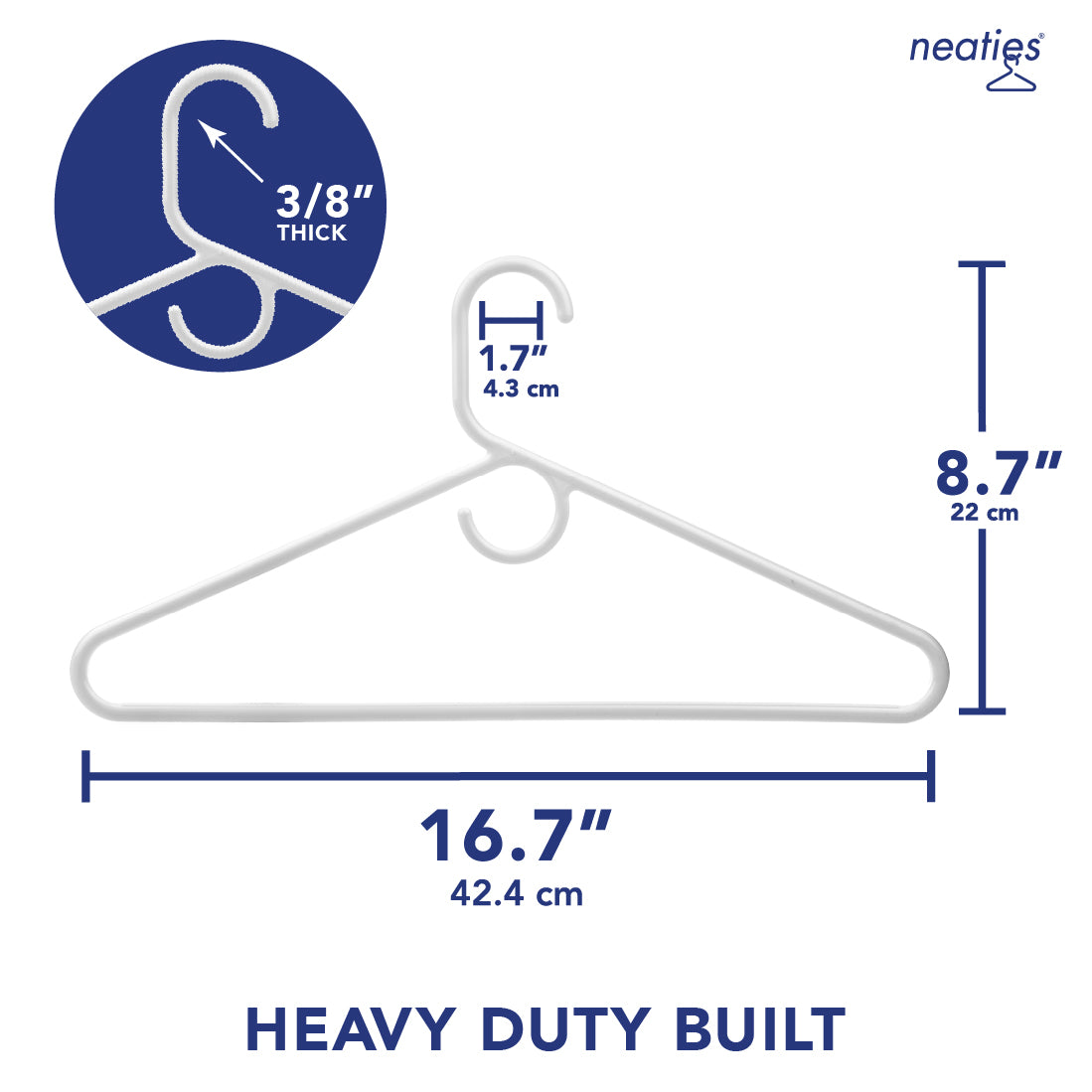 Neaties 36pk Made in USA Heavy Duty Plastic Clothes Hangers Bulk, 20 30 50  100 Pack Available, Strong Plastic Hangers, Jacket Coat Hangers, Thick  Plastic Hanger for Closet and Clothing Hangars (White)