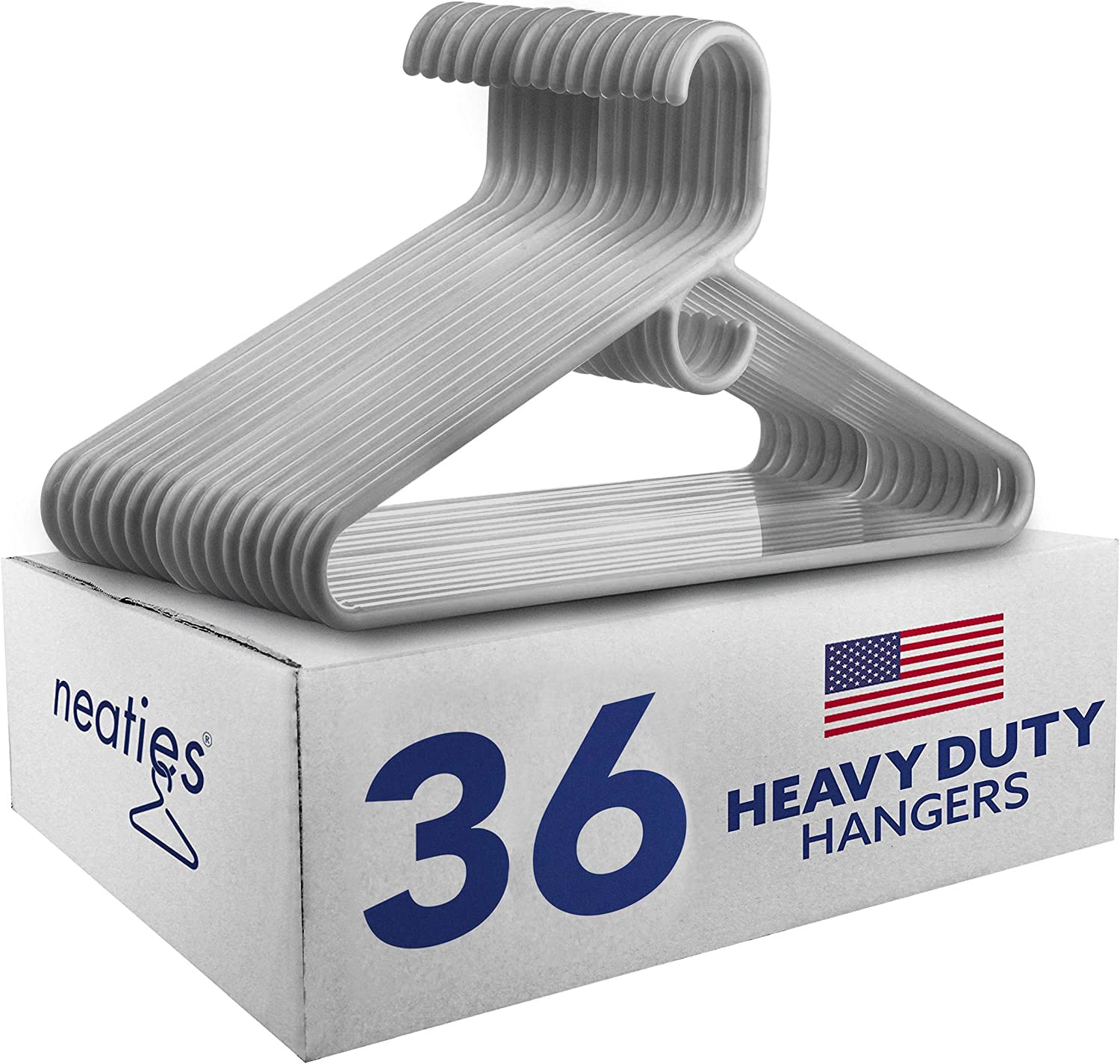  Neaties Heavy Duty Plastic Clothes Hangers, 36 Pack, Made in  USA, White : Home & Kitchen